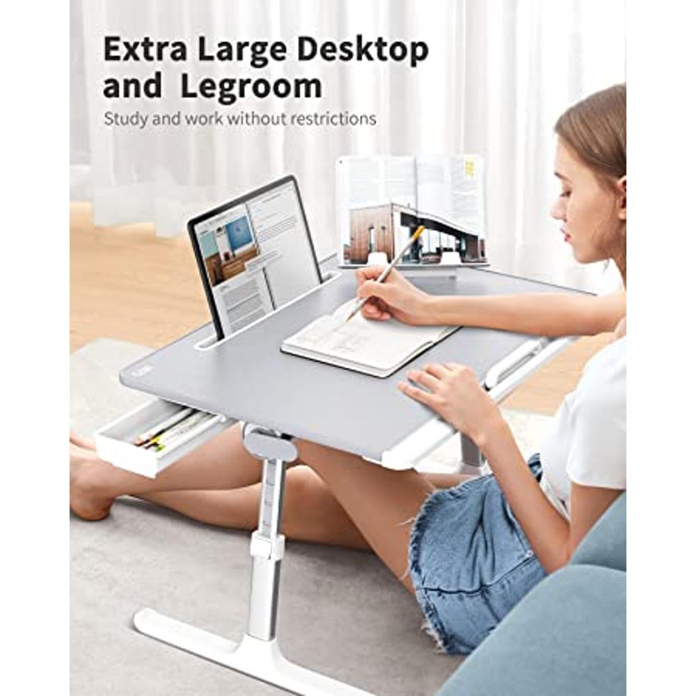 LORYERGO - Bandeja portátil de escritorio para ordenador portátil,  escritura, con soporte para tableta y teléfono, se adapta a portátiles de  hasta 15,6 pulgadas con reposamuñecas y alfombrilla de ratón incorporada 