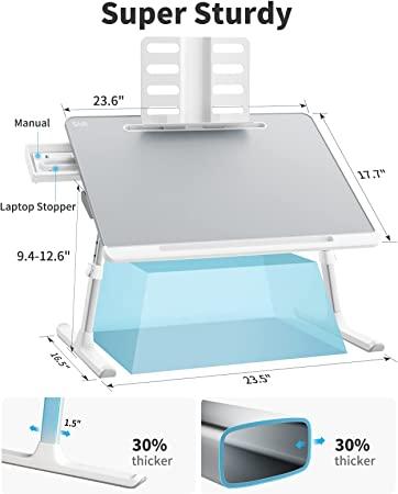 SAIJI - Bandeja de escritorio para computadora portátil, ajustable para  cama, mesa plegable para computadora portátil con cajón de almacenamiento  para comer, trabajar, escribir, jugar, dibujar (gris, XL) : Precio Costa  Rica