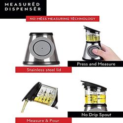 DWËLLZA KITCHEN Olive Oil Dispenser Bottle For Kitchen Set 6 oz Sprayer For Cooking and Glass 17 Oz. Cooking Pour Dispenser With Measurements for Cooking, Airfryer, Salad  BBQ - Color Silver - Black