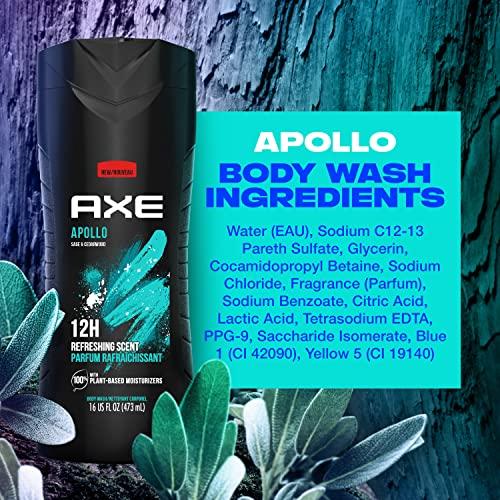 AXE Body Wash Apollo 4 unidades para una frescura duradera, salvia y