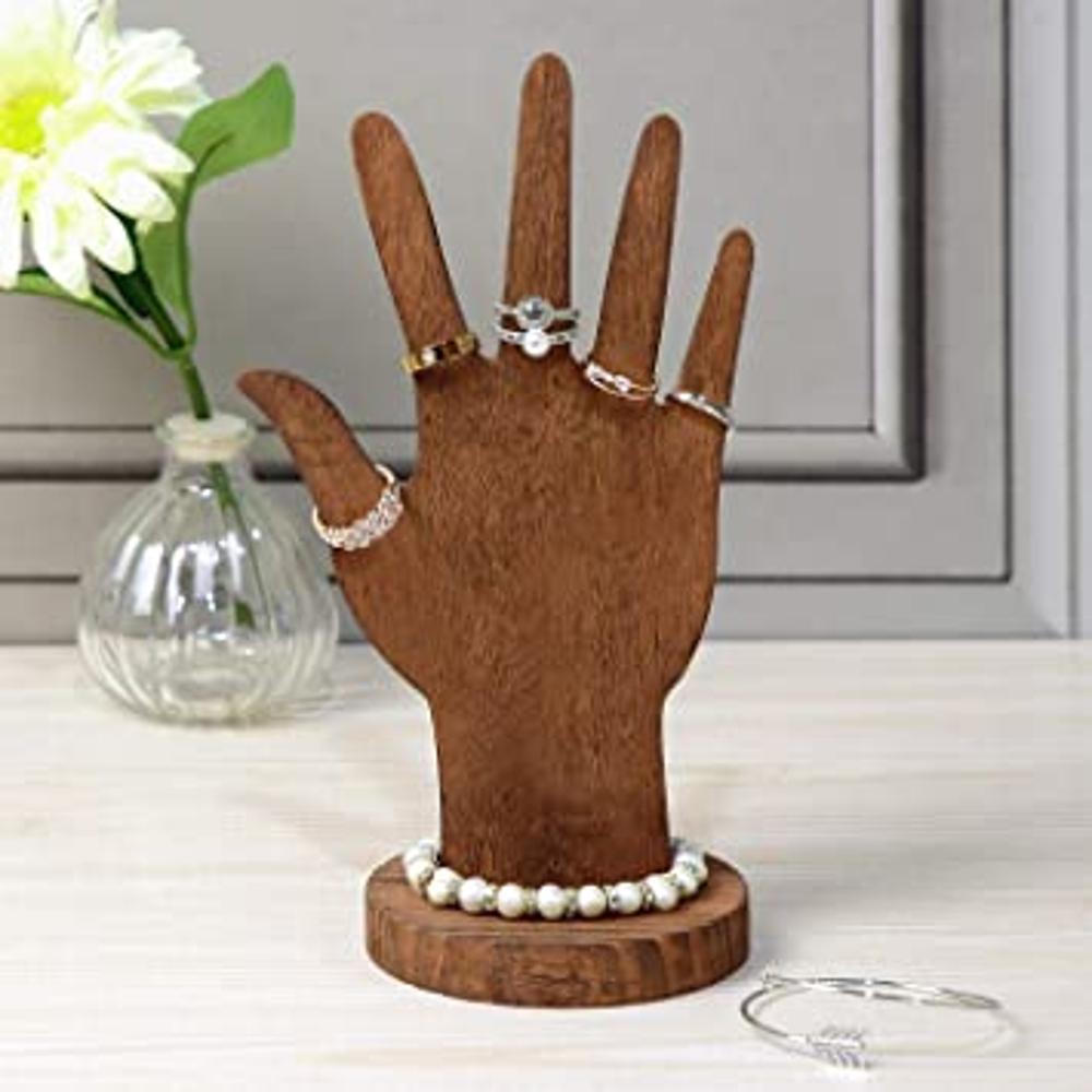 Soporte de joyería con tema de hoja de madera de jempinis hecho a mano (21  pulgadas), 'Daun Salam en Marrón