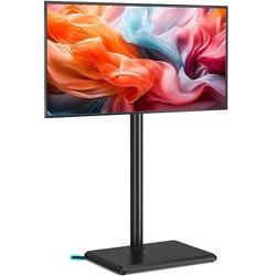 Rfiver Swivel Floor TV Stand with Mount for 32-65 inch TVs up to 88 lbs, Height Adjustable Tall TV Stand with Wood Base, Saving Space Design for Bedroom, Living Room and Corner, Max VESA 400x400mm - Color Black