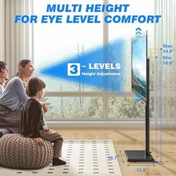 Rfiver Swivel Floor TV Stand with Mount for 32-65 inch TVs up to 88 lbs, Height Adjustable Tall TV Stand with Wood Base, Saving Space Design for Bedroom, Living Room and Corner, Max VESA 400x400mm - Color Black