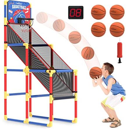 Aro de baloncesto de puerta de juguete, marcador electrónico con canasta  separada de sonido con aro de baloncesto de acción de resorte para  interiores