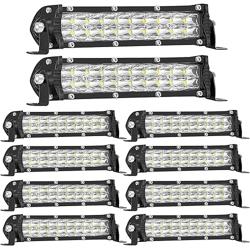 San-Young Slim 7 Inch LED Light Bars, 12V-60V Off Road Driving Truck LED Bar Lights 60W 6000lm Combo Off Road Lights, Waterproof Small Light Pods for ATV UTV RV Lawn Mower Golf Cart Boat, 10 Pack - Color 7 Inch 10 Pack