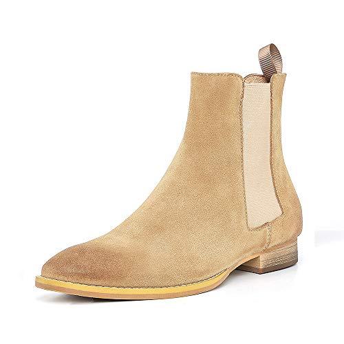 Botas Chelsea Para Hombre, Botas Martin De Caña Media, De Cuero Genuino, Con Tacón Alto Y Sin Cordones, Botines Para Hombre S18-J | En Línea