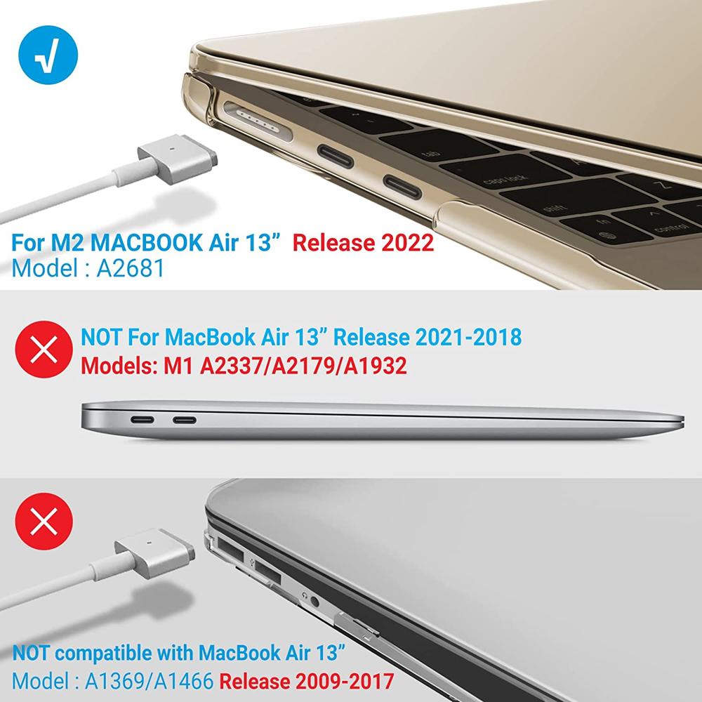IBENZER Compatible avec M2 2023 2022 MacBook Air 13, modèle A2681, coque  rigide, protection de clavier et film d'écran pour M2 Mac Air 13,6 avec  Touch ID, Crystal Frost Clear, AT13-KK-CYCL+2 