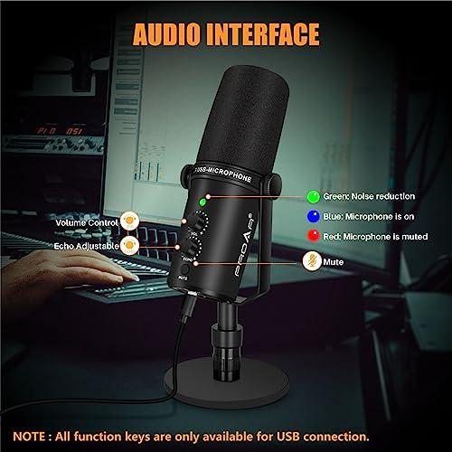 PROAR XLR/USB Dynamic Microphone, PC Computer Microphone for Podcasting