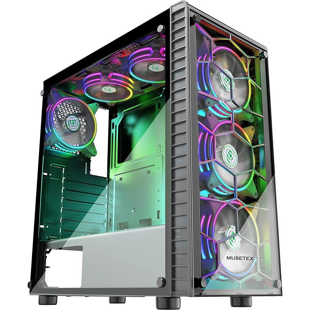  Funda para juegos ATX – Carcasa de PC Micro ATX/Carcasa de  computadora ATX, torre media, vidrio templado, ventilador y soporte de  refrigeración por agua (color : azul) : Electrónica