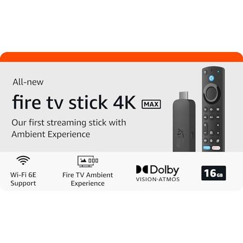 All-new  Fire TV Stick 4K Max streaming device, supports Wi-Fi 6E,  free & live TV without cable or satellite
