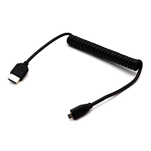 Duttek Cable micro HDMI a HDMI estándar, cable adaptador micro HDMI a HDMI,  extremo delgado en ángulo izquierdo, cable micro HDMI macho a HDMI macho