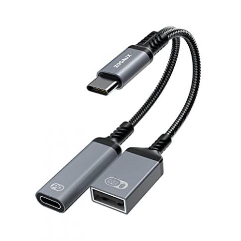 Adaptador OTG tipo C con fuente de alimentación, adaptador USB C OTG 2 en  1, carga tipo C a PD60W y cable divisor multifunción USB2.0, compatible con