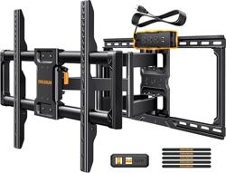 Perlegear Full Motion TV Wall Mount with Power Strip for 42–90 Inch TVs up to 150 lbs, Pre-Assembled TV Mount Has Smooth Swivel, Tilt, Extension, Max VESA 600x400mm, 12“/16/24 Wood Studs, PGLF11 - Nombre de estilo TV Mount with Power Strip