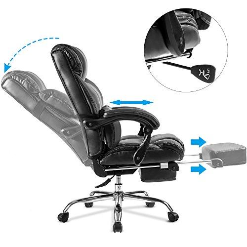 Merax black ergonomic pu leather big and discount tall office chair with footrest