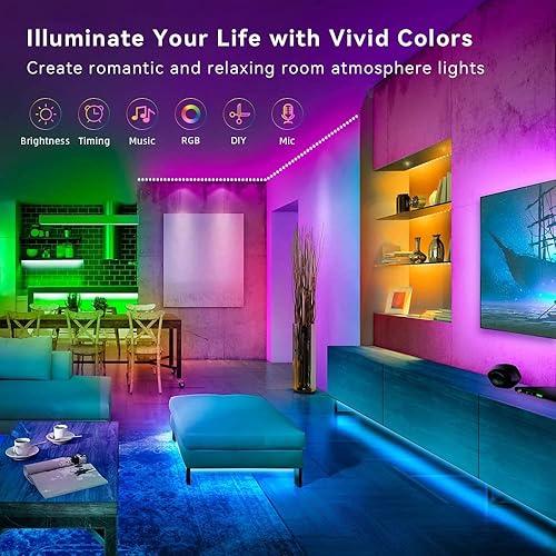 100FT Smart LED Strip Lights (2 Rolls of 50ft), RGB Strip Lights Sync