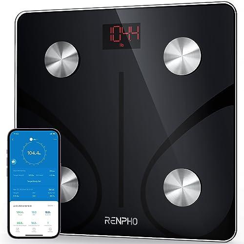 RENPHO Digital Body Weight Scale, Body Composition Monitor Health Analyzer  with Smartphone App, White