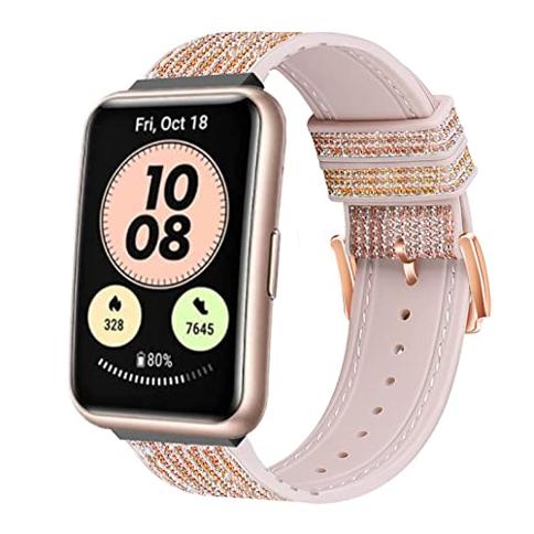 Correa de silicona brillante para Huawei Watch Fit Band, correa brillante  con purpurina para mujer, elegante pulsera suave de lujo compatible con  Band Huawei Watch Fit (B) : Precio Guatemala