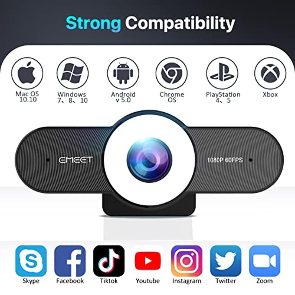  1080P Webcam - USB Webcam with Microphone & Physical Privacy  Cover, Noise-Canceling Mic, Auto Light Correction, EMEET C950 Ultra Compact  FHD Web Cam w/ 70°View for Meeting/Online Classes/Zoom/ : Electronics