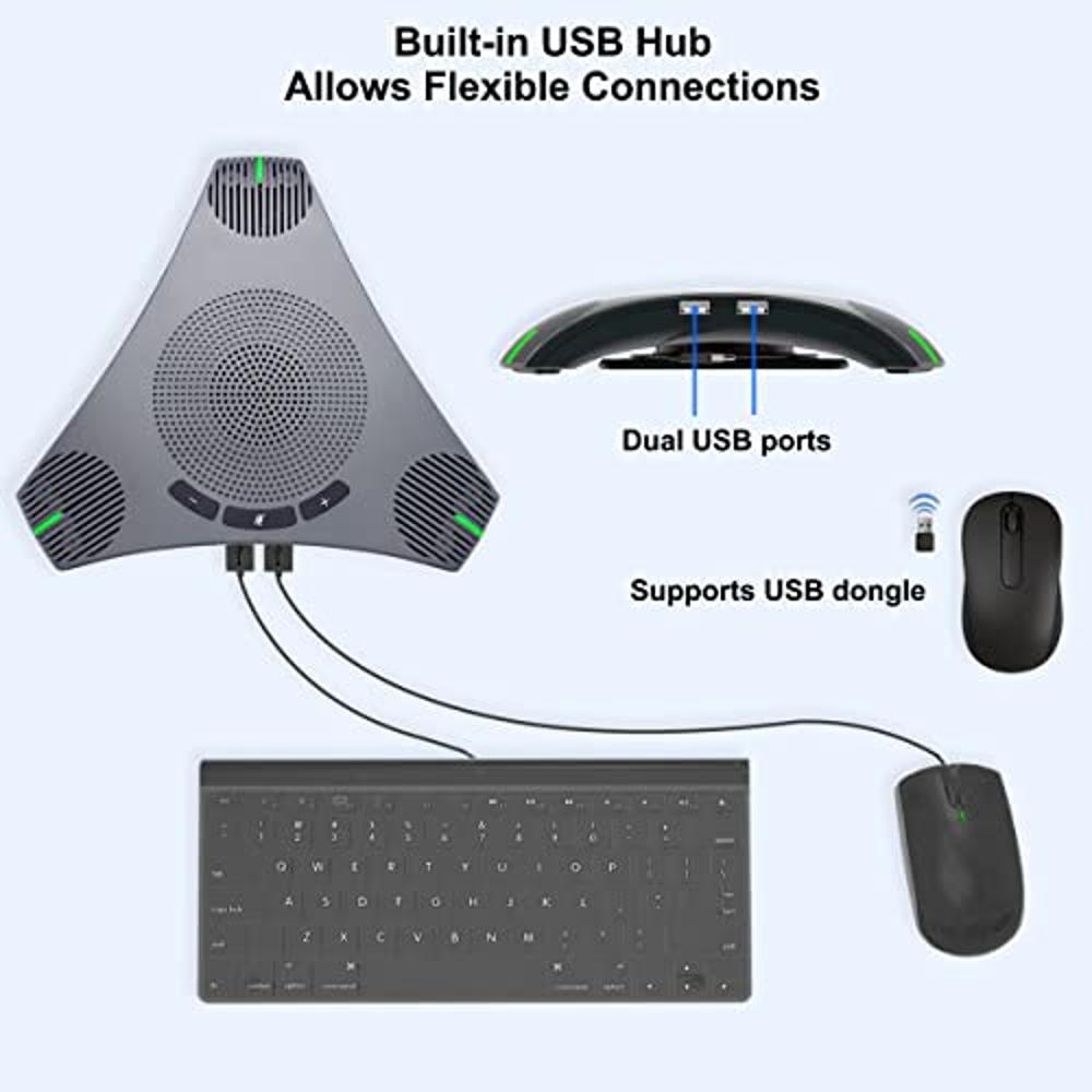 Altavoz y micrófono de conferencia, micrófono de altavoz USB  omnidireccional de 360° con concentrador USB, reducción de  ruido/cancelación de eco