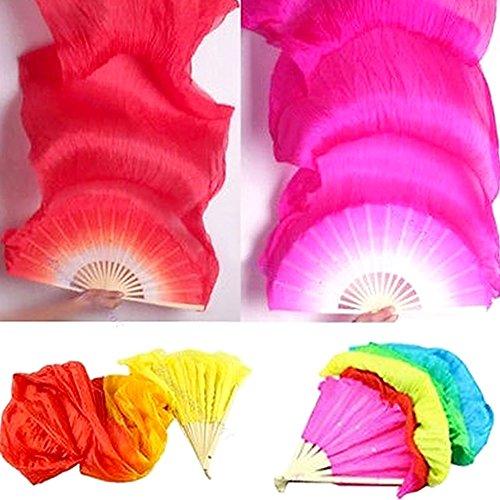 Abanicos De Seda Para Danza Del Vientre - Pack De 2 Unidades, Velos Largos De Colores Mezclados, 180 Cm