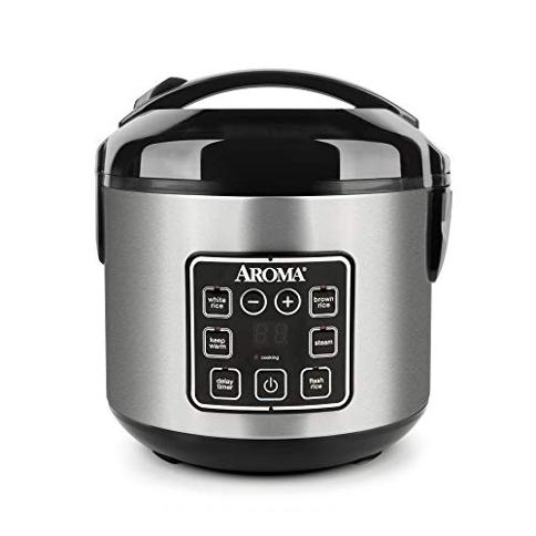 Olla arrocera y olla a vapor Aroma Housewares ARC-914SBD digital con  aislamiento térmico, 8 tazas (cocinadas), plateado, Plateado