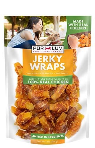 Pur Luv Dog Treats, Wraps de pollo y camote, hechos con pollo real, 16 ...