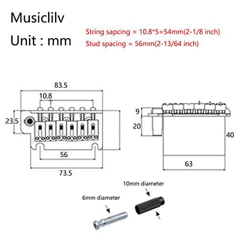 Musiclily Pro 54mm 2-1/8 Inch  Steel Hardtail Fixed Bridge Vintage Bent Saddles For Imported Strat Tele Style Electric Guitar Chrome