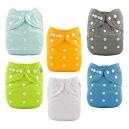  ALVABABY pañales de tela para bebés, tamaño único y ajustable,  pañales lavables y reutilizables para niños y niñas, 6 unidades con 12  rellenos (6DM50-DA) : Bebés