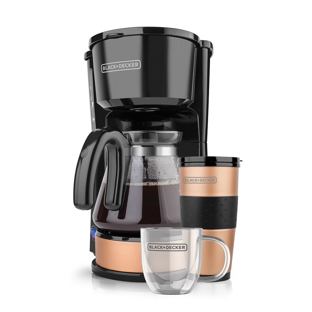 Cafetera 4 En 1 Con Jarra De Vidrio De 5 Tazas, Negro/Cobre, CM0755BC Black  And Decker Entrega a toda Costa Rica