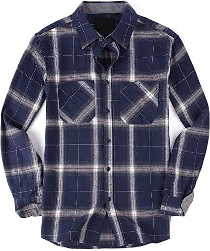 Camisa a cuadros de franela de manga larga informal para hombre