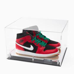 DECOMIL – Shoe Display Case, Acrylic Shoe Display Box, 2 Shoes Display, 16x10x12 Clear Display, Mirrored Floor Sports Memorabilia Case