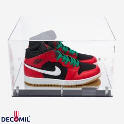 DECOMIL – Shoe Display Case, Acrylic Shoe Display Box, 2 Shoes Display, 16x10x12 Clear Display, Mirrored Floor Sports Memorabilia Case