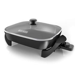 BLACK+DECKER Electric Skillet, Variable Temperature Control, Nonstick Cooking Surface, Dishwasher Safe, Tempered Glass Lid, 12x15 - Tamaño 12 x 15
