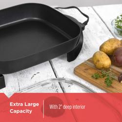 BLACK+DECKER Electric Skillet, Variable Temperature Control, Nonstick Cooking Surface, Dishwasher Safe, Tempered Glass Lid, 12x15 - Tamaño 12 x 15