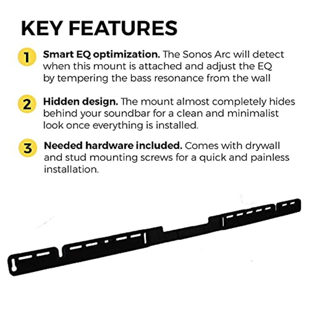 HumanCentric Wall Mount Compatible with Sonos Arc Sound Bar (Black),  Floating Style Mounting Bracket Compatible with Sonos Arc Wall Mount,  Soundbar