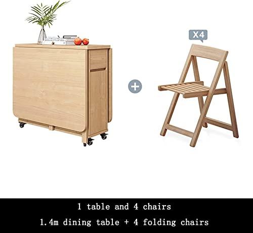 Juan Folding Dining Table Set, Wooden Extendable Dining Table with 4