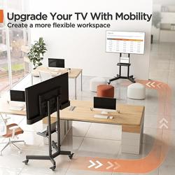 Perlegear Rolling TV Stand, Mobile TV Stand on Wheels for 32-85 Inch Screens up to 132 lbs, Height Adjustable Mobile TV Cart with Metal Shelf, Rolling TV Cart with Lockable Wheels Max VESA 600x400mm - Tamaño for 32-85 Inch TVs