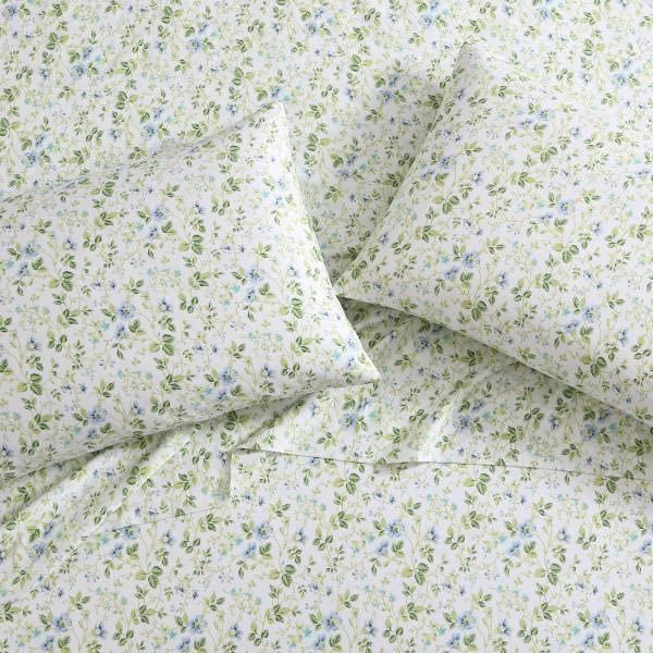Laura Ashley Queen Sheets, Soft Sateen Cotton Bedding Set Sleek