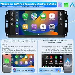 5GWifi Upgrade Android Car Radio for Jeep Wrangler JK 2007-2018, Compass Patriot Dodge RAM 1500/2500 2009-2012, Touch Screen Car Stereo, Wirelss Carplay Android Auto, GPS Navigator FM Backup Camera - Tamaño 7.001 inch