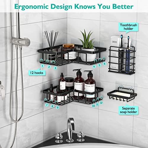  YASONIC Corner Adhesive Shower Caddy, with Soap Holder