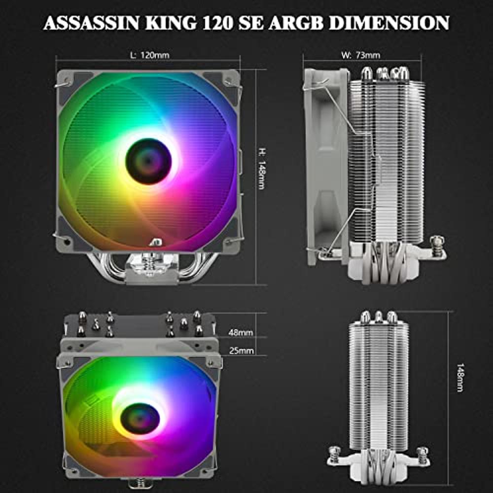 Thermalright Assassin King 120 SE White ARGB CPU Air Cooler, 5 Heatpipes,  TL-C12CW-S PWM Quiet Fan CPU Cooler with S-FDB Bearing, for AMD AM4