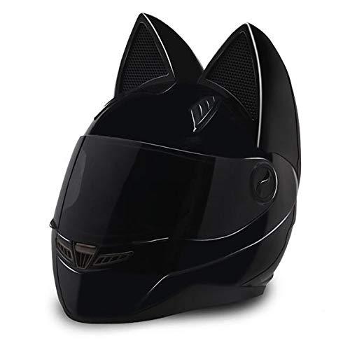  Casco integral de motocicleta con orejas de gato certificado  por DOT, forro lavable, casco de motocicleta unisex de cara completa para  jóvenes, adultos, hombres y mujeres, orejas de gato extraíbles H