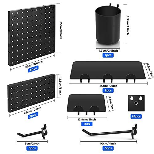 Nafenai Kit de organizador de pared con combinación de tablero perforado,  tablero perforado de 4 piezas y 11 accesorios colgantes modulares, kits de  panel de tablero perforado para montaje en pared, organizador