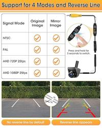 【4 Signal Modes】Backup Camera 360°+45°Rotatable Back up Camera Supports AHD 1080P/720P/NTSC/PAL Models RearView Reverse Camera for Car Truck Super Night Vision IP69K Parking Assist 170° Angle 12V-24V