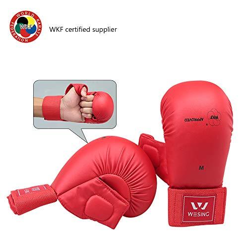 Wesing WKF Sparring Karate Gloves with Thumb Protection Blue Red