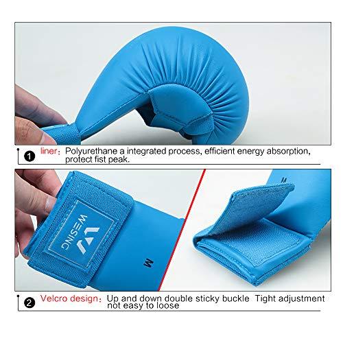Wesing WKF Sparring Karate Gloves with Thumb Protection Blue Red