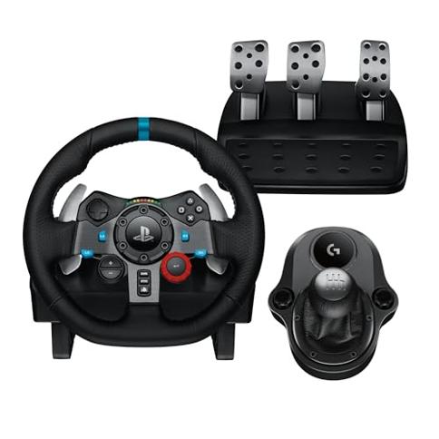  Logitech G923 - Volante con palanca de cambios Driving Force y  pedales para PS5, PS4 y PC, con cubierta de volante de cuero genuino :  Videojuegos