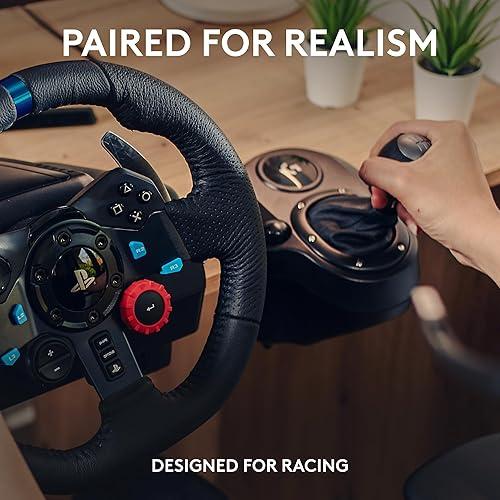 Logitech G923 - Volante con palanca de cambios Driving Force y pedales para  PS5, PS4 y PC, con cubierta de volante de cuero genuino : Videojuegos 