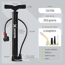 Bike Pump Floor, Advanced Bike Tire Inflator, Bicycle Hand Air Pump with Dual Presta and Schrader Valves, Handheld Pump, Suitable for Road and Mountain Bikes, Baby Stroller, Balls - Nombre de estilo Portable