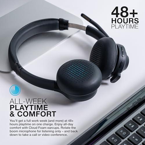 JLab Go Work Gen 2 - Auriculares inalámbricos con micrófono, auriculares  Bluetooth para PC con más de 55 horas de reproducción y conexión multipunto  a